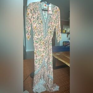 Beautiful Farm Rio Tie-Waist Maxi Dress in Blush Pink. Size Med. New with tags.